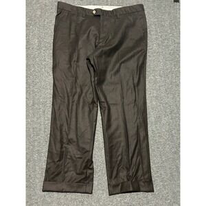 Luciano barbera wool pants cuffed brown chocolate italy made fit 37X27 (tag 54)
